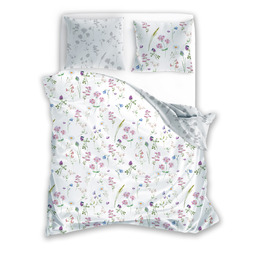 Faro Pościel satynowa 140x200 Milagro Verde 013 biała kolorowa kwiaty z jedną poszewką