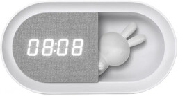 Polux Dziecięca lampka nocna z budzikiem Bunny 328151 LED 1,2W 3000K biała szara