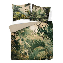 Detexpol Pościel 3D z mikrofibry z tropikalną dżunglą w beżowo-zielonych tonach 220x200 cm Visuale 3D wzór 5424 A