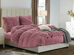 Pościel futrzana pudrowo różowa PFJ-009