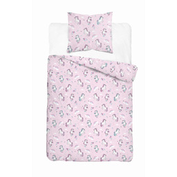 Detexpol Pościel bawełniana 160x200 cm młodzieżowa różowa w jednorożce SweetDream wzór 5585 A