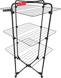 Vileda Mixer 3 Ultimate suszarka na pranie (Black Edition), suszarka na pranie, 30 m powierzchni suszenia, elastyczna, łatwe przenoszenie i transport, obrotowe kółka, dodatkowe miejsce na małe części,