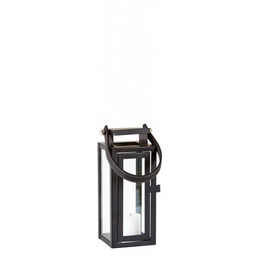Villa Collection NORDIC Lampion ze Skórzanym Uchwytem 24 cm Czarny