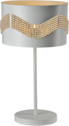 Candellux ANTONIO 41-23018 lampa stołowa abażur biały H-56 1X60W E27 koraliki 30cm