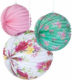 Talking Tables Naprawdę subtelne, popołudniowe dekoracje herbaciane kwiatowe papierowe lampiony - na przyjęcie urodzinowe, baby shower, ślub i rocznicę, pastelowe kolory, 3 rozmiary, 3 sztuki