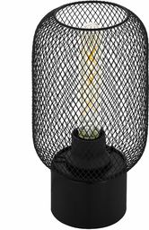 EGLO Lampa stołowa Wrington, 1-punktowa lampa stołowa industrialna, vintage, retro, lampka nocna ze stali, lampa do salonu w kolorze czarnym, lampa z przełącznikiem, oprawa E27