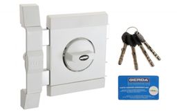 Zamek nawierzchniowy Gerda TYTAN ZX biały, bez elementów mocujących, 4 klucze, atest klasa C, lewy