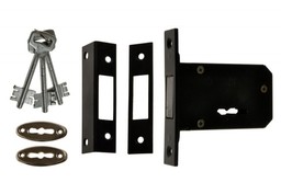Zamek 2-piórowy wpuszczany wielozastawkowy Metalplast-Częstochowa, lakier czarny + zaczep