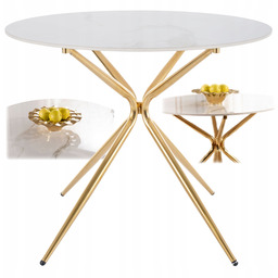 Stół okrągły do jadalni salonu ceramiczny Azalia Ceramic 90cm efekt marmuru