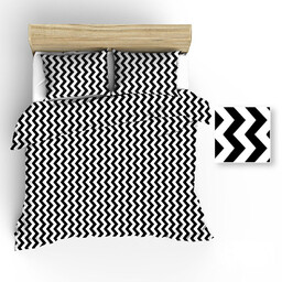 Extrapościel Pościel bawełniana 160x200 R018 biała zygzak czarny 60N