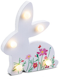 Decodoma Dekoracja wielkanocna ZAJĄCZEK z diodami LED 10,5 x 12,5 cm
