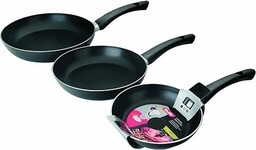 Ibili Zestaw 3 patelni Indubasic, 18, 22 i 26 cm, aluminium, powłoka zapobiegająca przywieraniu, odpowiednia do płyty indukcyjnej