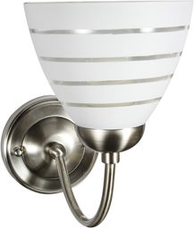 Candellux ULI 21-66145 kinkiet lampa ścienna szklany klosz z paskiem 1X60W E27 satyna nikiel 13,5cm