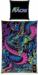Neomachi pościel ze smokiem, poszewka na poduszkę ok. 80 x 80 cm, poszewka na kołdrę ok. 135 x 200 cm, z lekko poruszającym się zamkiem błyskawicznym, 100% bawełna, Renforcé