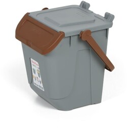 Plastikowy kosz do segregacji odpadów ECOLOGY, 25 l, szaro-brązowy