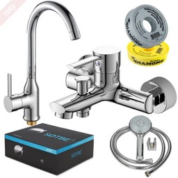 SOTBE UNICORN bateria wannowa ścienna + bateria umywalkowa nablatowa