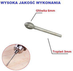 Frez Płomieniowy diamentowy, ściernica 6 mm