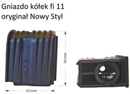 Gniazda kółek krzeseł biur. fi 11 kpl. Nowy Styl oryginał