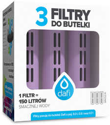 ZESTAW 3 filtry do butelki filtrującej Dafi SOFT i SOLID jagodowy