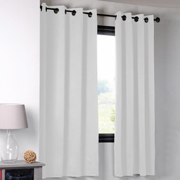 Stof Zasłona zaciemniająca blackout NOTTE szaro-biała 135 x 180 cm zestaw 2 szt.