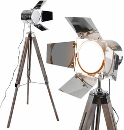 LAMPA PODŁOGOWA STOJĄCA ZE STATYWEM REGULACJA KOLOR ANTYCZNEGO DREWNA