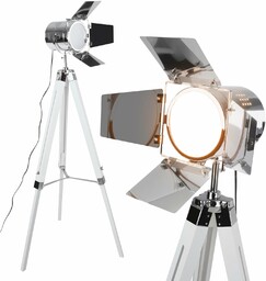 LAMPA PODŁOGOWA STOJĄCA ZE STATYWEM REGULACJA BIAŁY KOLOR DREWNA
