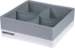 PANTONE  organizer do szafy i szuflad zajmuje mało miejsca, 1 sztuka, 4 przegródki na bieliznę, organizer do szuflad łazienkowych, organizer, szafa, składane szuflady, 28 x 28 x 10 cm, szary