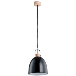 Lampa wisząca zwis HERMINA czarny/drewno śr. 22cm