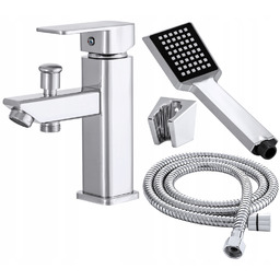 Bateria Umywalkowa Wannowa Z Prysznicem Słuchawka Wąż Uchwyt Caro Chrom