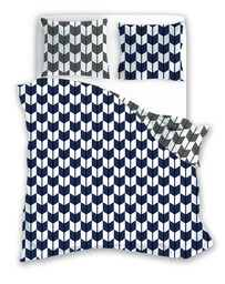 Faro Pościel bawełniana 160x200 Pure 07 geometria granatowa szara