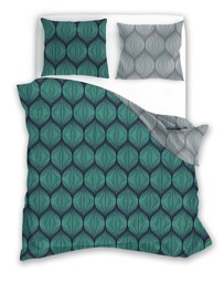 Faro Pościel bawełniana 220x200 Pure 09 geometria zielona szara