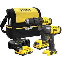 STANLEY Wiertarko-wkrętarka SFMCD711 + zakrętarka SFMCF800 + klucz udarowy + ładowarka + torba + zestaw kluczy Akumulator 4Ah gratis!