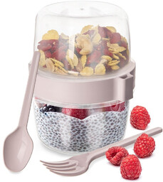 Pojemnik kubek na jogurt z łyżeczką lunchbox 370 ml