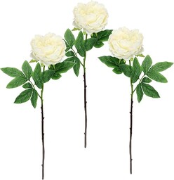 Sztuczny kwiat, róża, piwonie, gałązka, pojedynczy kwiat, łodyga, florystyka, sztuczne kwiaty, dodatek do sztucznych bukietów i bukietów kwiatowych, dekoracja kwiatowa, zestaw 3 szt., biały