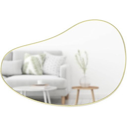 Umbra Hubba Pebble lustro ścienne  organicznie ukształtowane lustro dekoracyjne do przedpokoju, łazienki, salonu i wielu innych, 61 x 91 cm, mosiądz