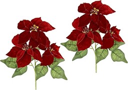 Sztuczny kwiat wilczomleja z aksamitu z 3 główkami, sztuczny kwiat, gwiazda bożonarodzeniowa, pojedyncza gałąź kwiatowa, dekoracja bożonarodzeniowa, bukiet bożonarodzeniowy, prezent, dekoracja,