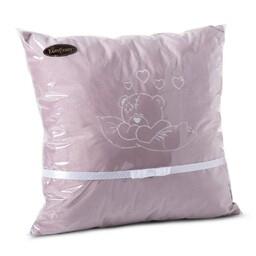 Eurofirany Poduszka dekoracyjna T/0491 Meklanie miś poszewka dekoracyjna 40x40 pudrowa + wkład
