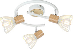Candellux CHILE 98-61652 plafon lampa sufitowa biała 3x25W E14 drewno metalowy abażur 42cm