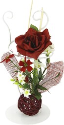 Flair Flower Róża z kulką na metalu, naturalnym, poliester, tworzywo sztuczne, czerwona, 26 x 12 x 12 cm