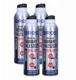 Bros, Spray Komary Kleszcze Deet Tropikalny 180 X4