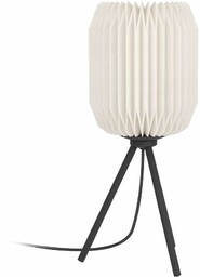 Eglo Belgrave Lampa Stołowa Na Statywie, Japońska Lampka Nocna Wykonana z Metalu w Kolorze Czarnym i Papieru w Kolorze Białym, Dekoracja Pokoju i Sypialni, Fsc, z Gniazdem E27