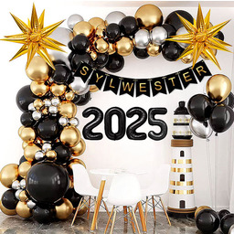 ŚCIANKA DEKORACJE ZESTAW BALONÓW BALONY NA SYLWESTRA SYLWESTER 2025 82SZT