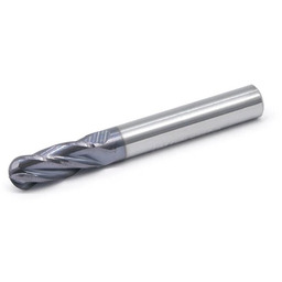 DARMET Frez trzpieniowy z chwytem walcowym do metalu 8 mm 4-ostrzowy z czołem kulistym R4 DIN 6527-A VHM/TiAIN