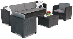 Zestaw technorattanowy z przedłużoną sofą Colorado Coffee Box Max 6 antracytowy Bica