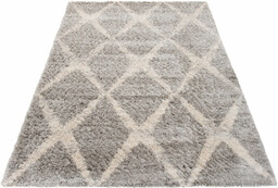 Profeos Nowoczesny szary dywan w grubą kratę E6-G24