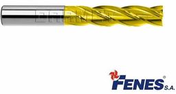 FENES Frez trzpieniowy do metalu 6 mm 4-ostrzowy o ostrzach centralnych długi walcowo-czołowy chwyt walcowy DIN844-A L-M-N HSS-E TiN Golden Line 0641-516-111-56