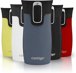 Contigo West Loop Mini Autoseal Kubek podróżny, ze stali nierdzewnej, termos próżniowy, szczelny kubek, kubek na kawę na wynos, z łatwą do czyszczenia, bez BPA, nad jeziorem, 300 ml