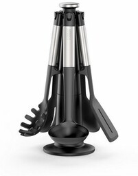 Joseph Joseph ELEVATE Silikonowe Akcesoria Kuchenne - Zestaw 5 Narzędzi na Stojaku / Czarny