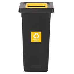 Plafor Sp. Z O.o Kosz do segregacji FIT BIN 75L czarny z żółtą ramką "PLASTIK METAL"