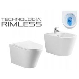 MISKA WC RIMLESS + BIDET DESKA PREMIUM SLIM,BIAŁA